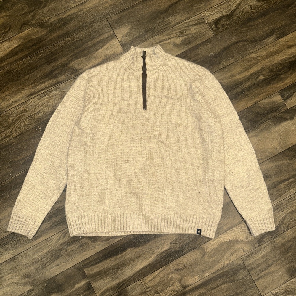 Rainforest Textured Knit Wool Blend Quarter-Zip Pullover Sweater Men's Size L